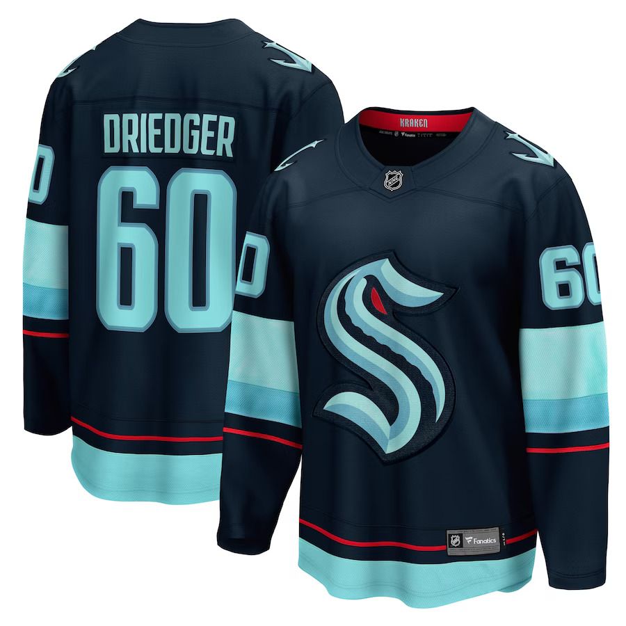Men Seattle Kraken 60 Chris Driedger Fanatics Branded Deep Sea Blue Home Breakaway Player NHL Jersey